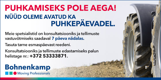 PUHKAMISEKS POLE AEGA! NÜÜD OLEME AVATUD KA PUHKEPÄEVADEL.