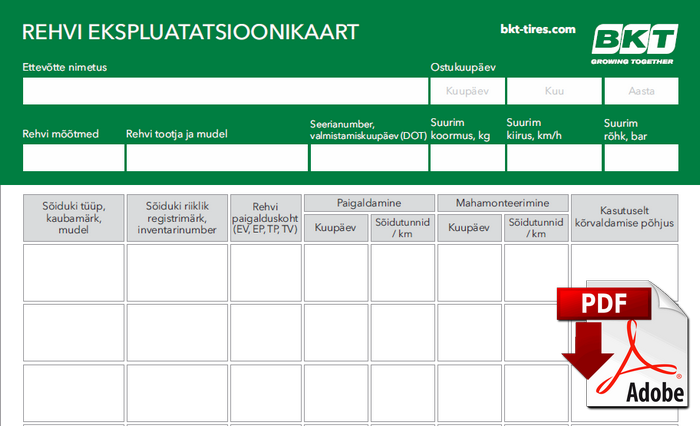 REHVI EKSPLUATATSIOONIKAART